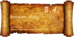 Berauer Aliz névjegykártya